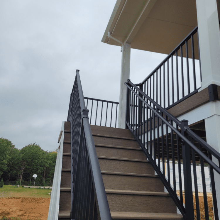 Deck roof with stairs